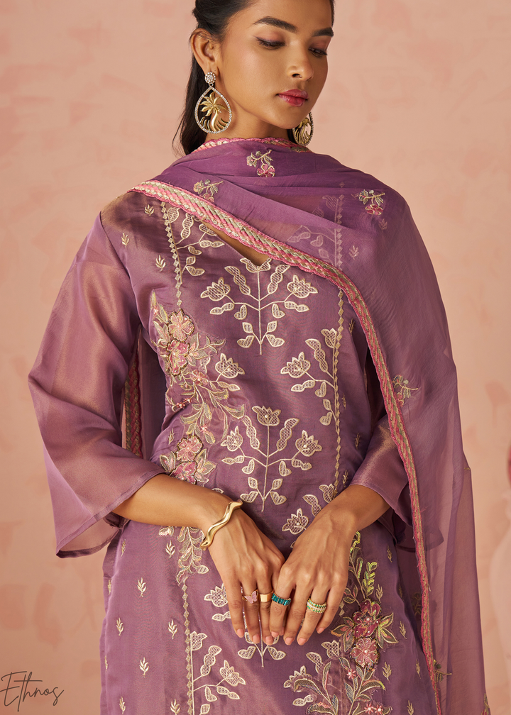 Lilac Zari-Santoon Palazzo Suit
