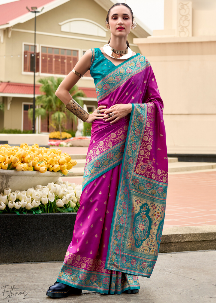 Purple Banarasi Silk Saree