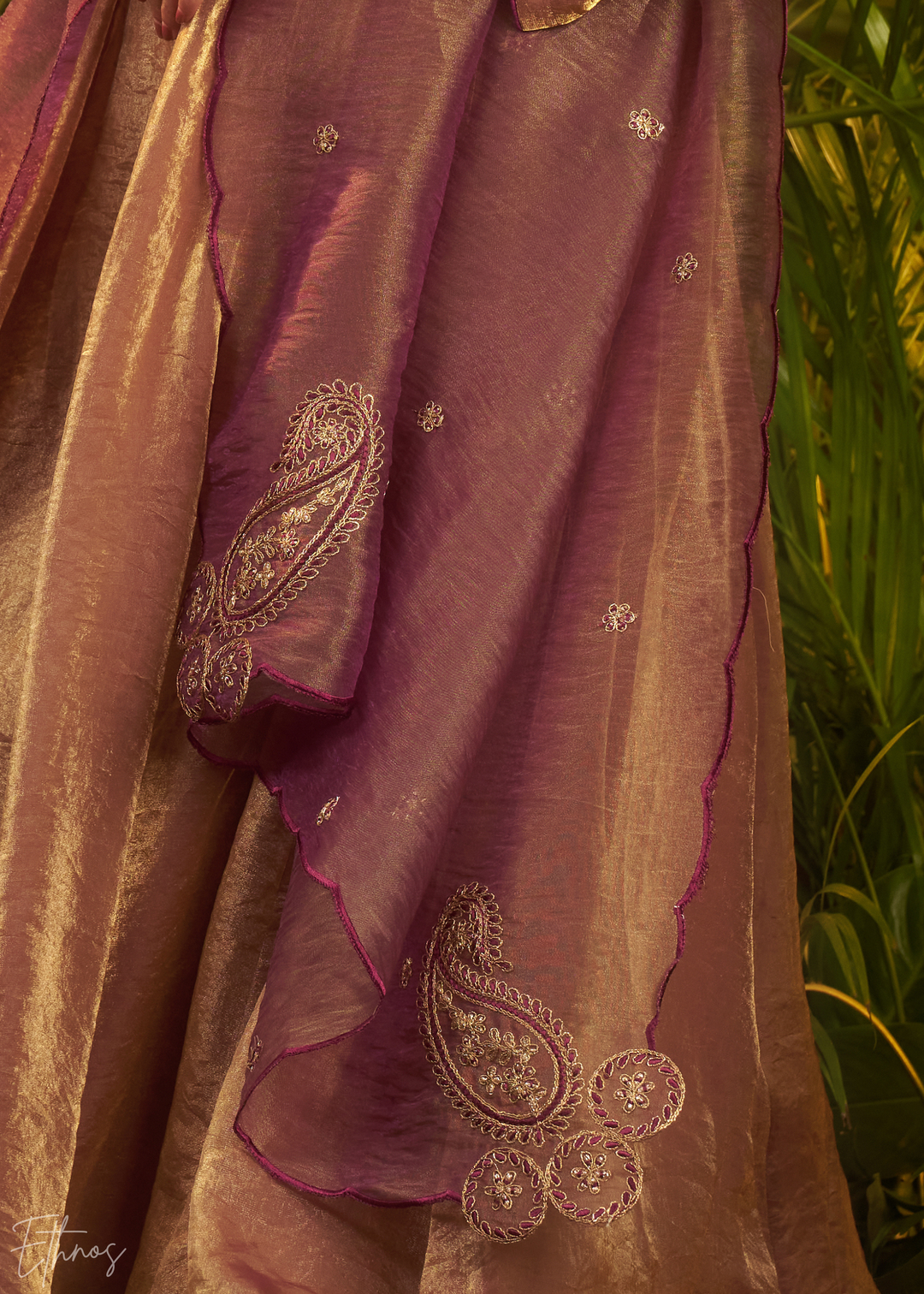 Purple Zardozi Organza Kalidar Kurta Palazzo Suit