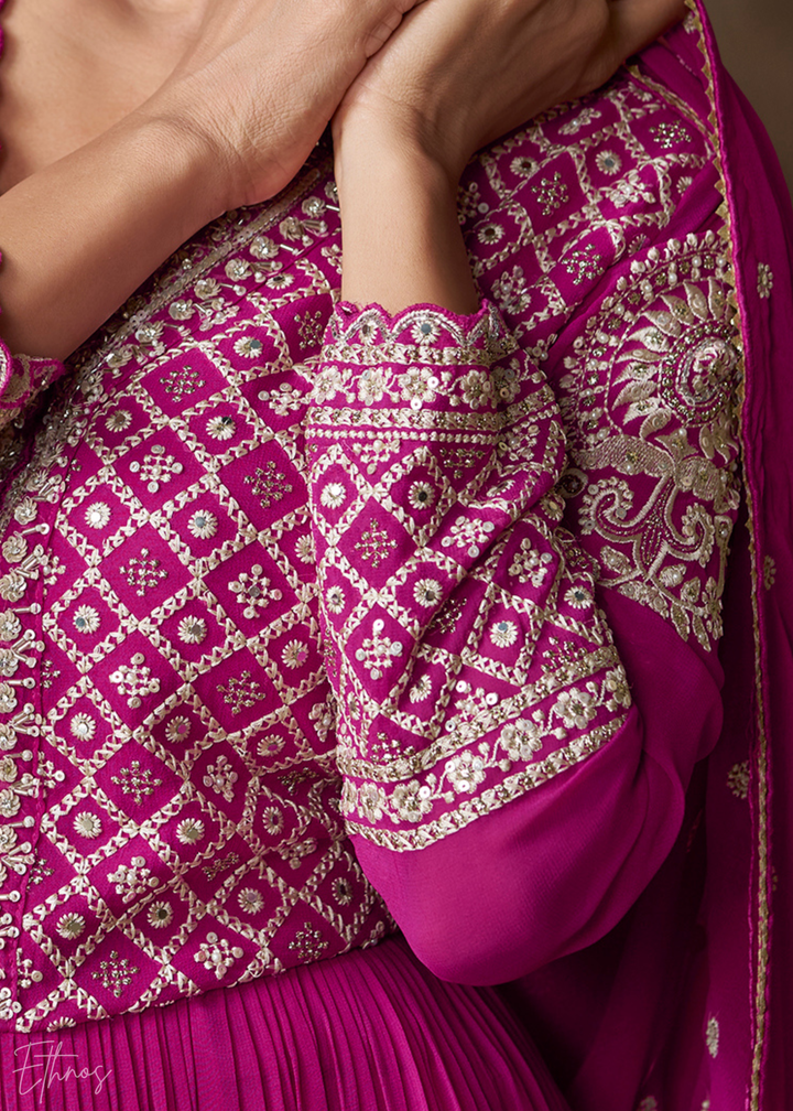 Hot Pink Georgette  Anarkali Suit