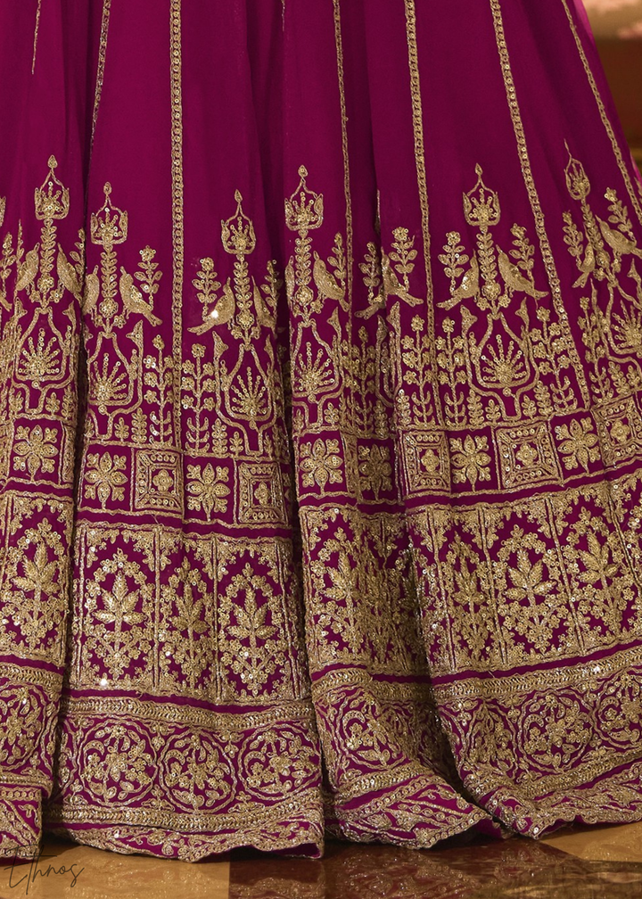 Raspberry Mosaic Georgette Bolero & Flared Lehenga Set