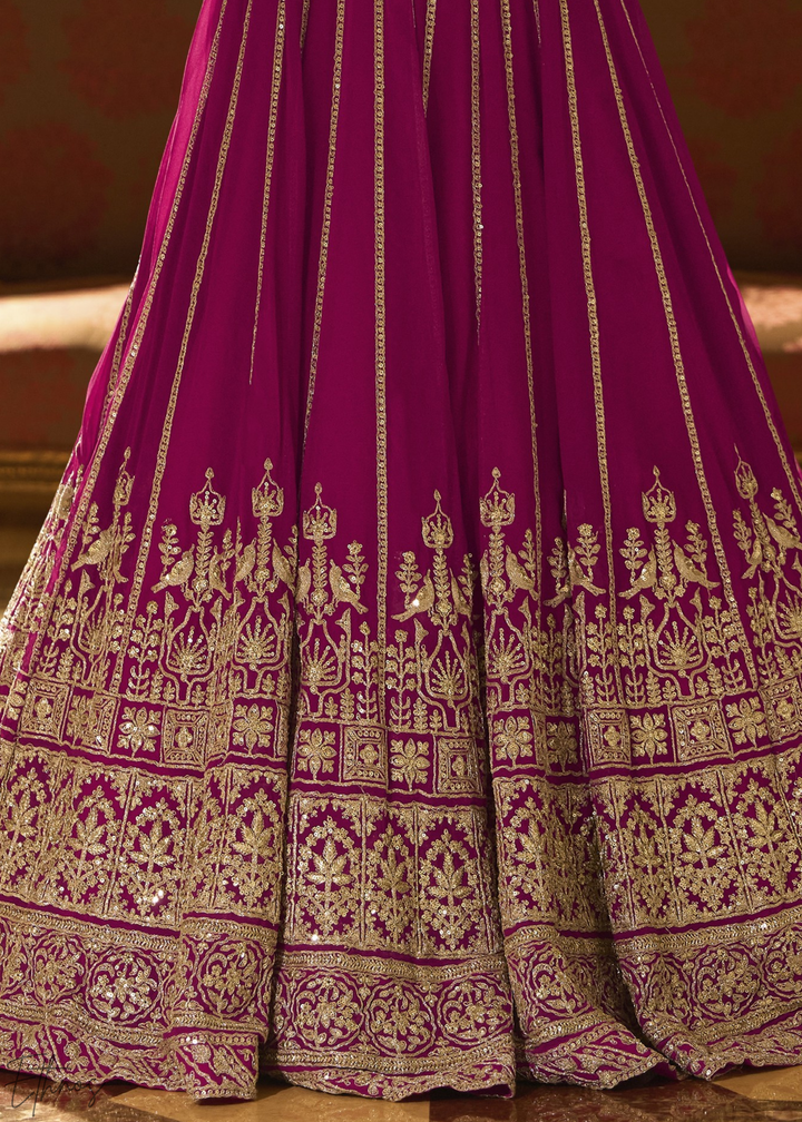 Raspberry Mosaic Georgette Bolero & Flared Lehenga Set