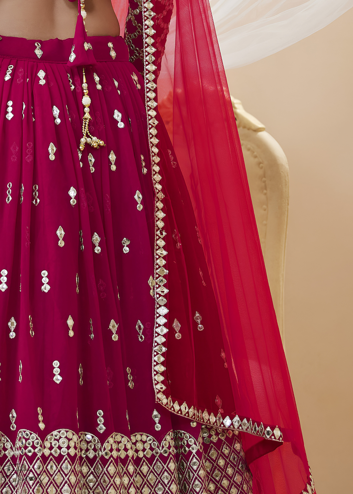 Hot Pink Sequins Georgette Lehenga