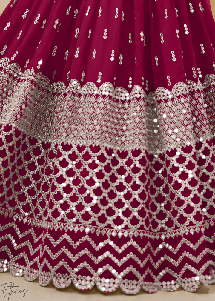 Hot Pink Sequins Georgette Lehenga