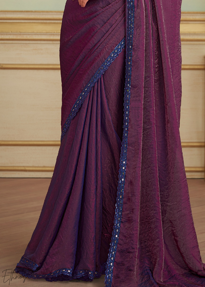 Rich Burgundy Twilight Georgette Saree