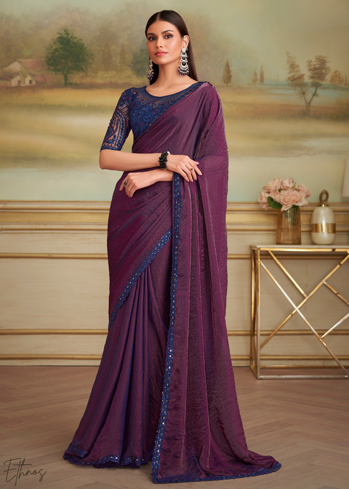 Rich Burgundy Twilight Georgette Saree