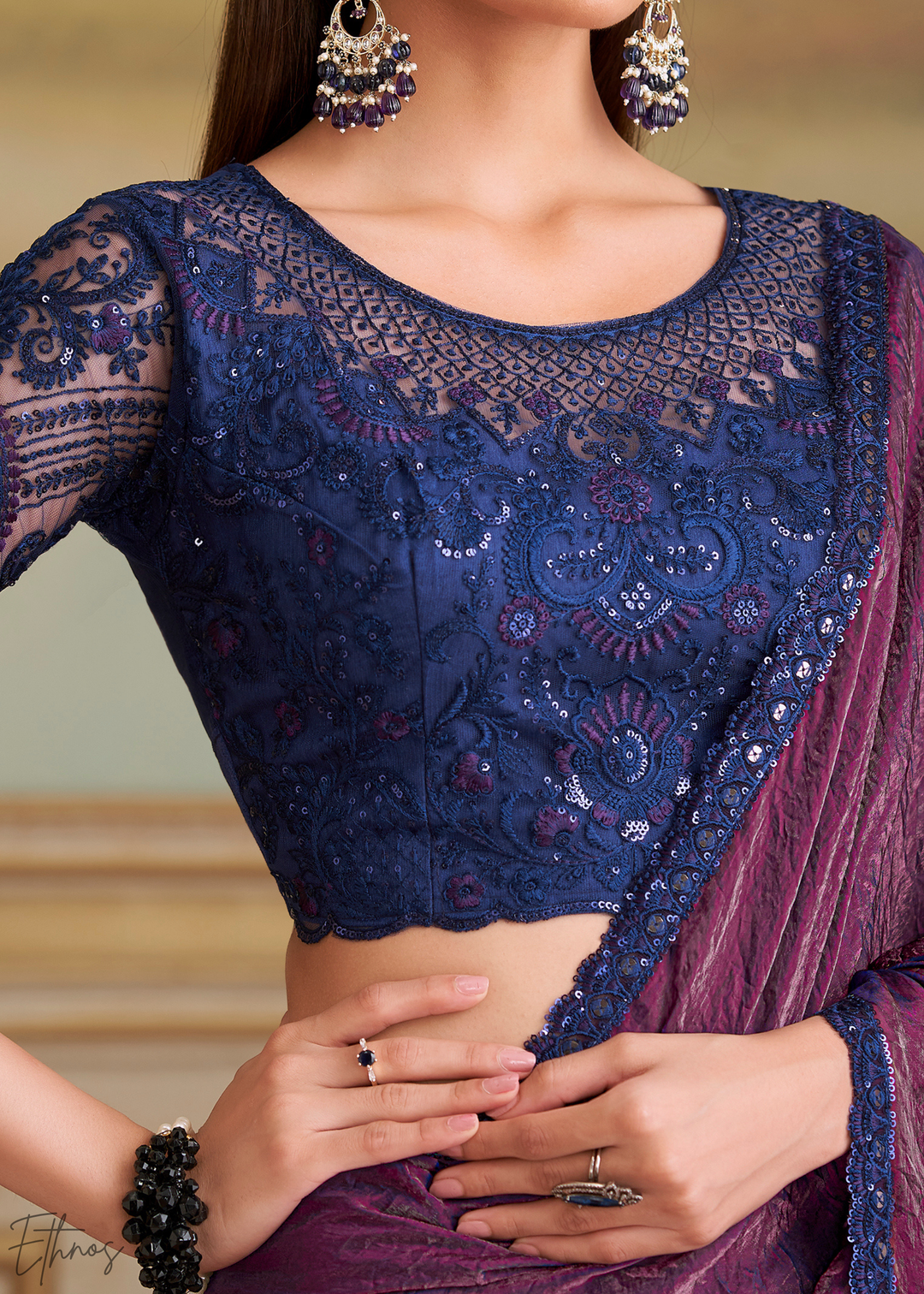 Rich Burgundy Twilight Georgette Saree