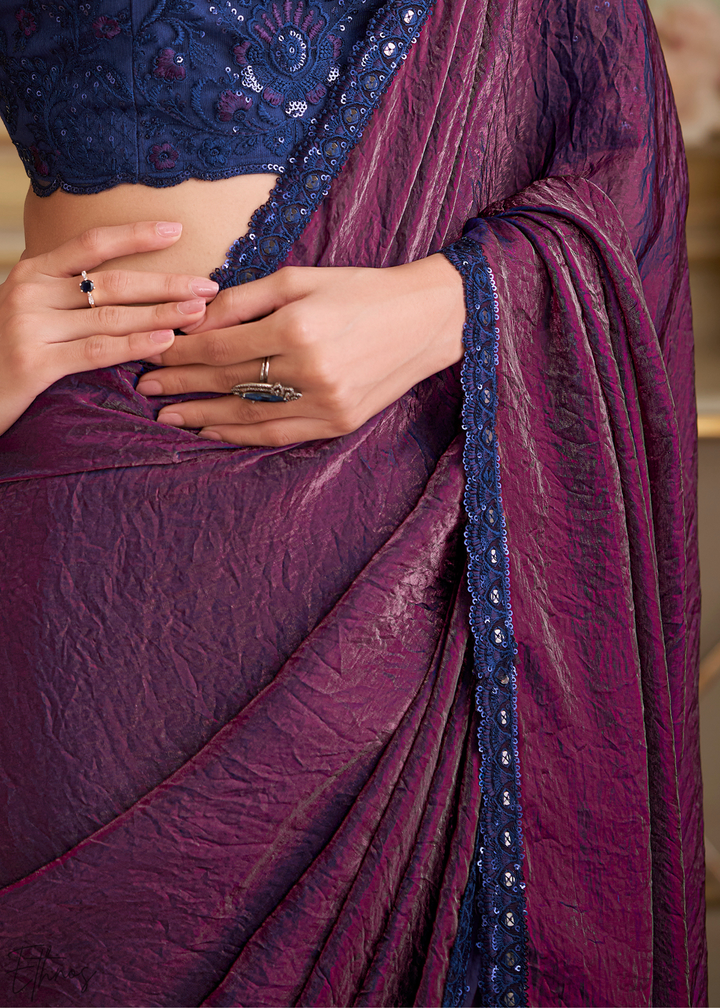 Rich Burgundy Twilight Georgette Saree