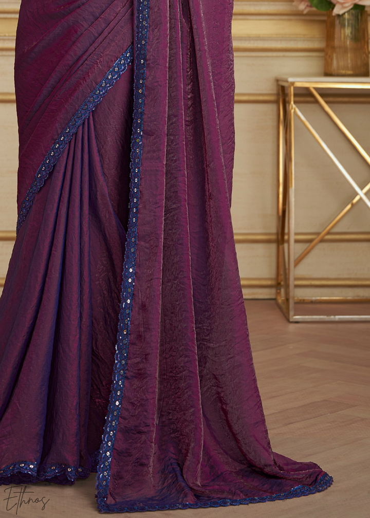 Rich Burgundy Twilight Georgette Saree