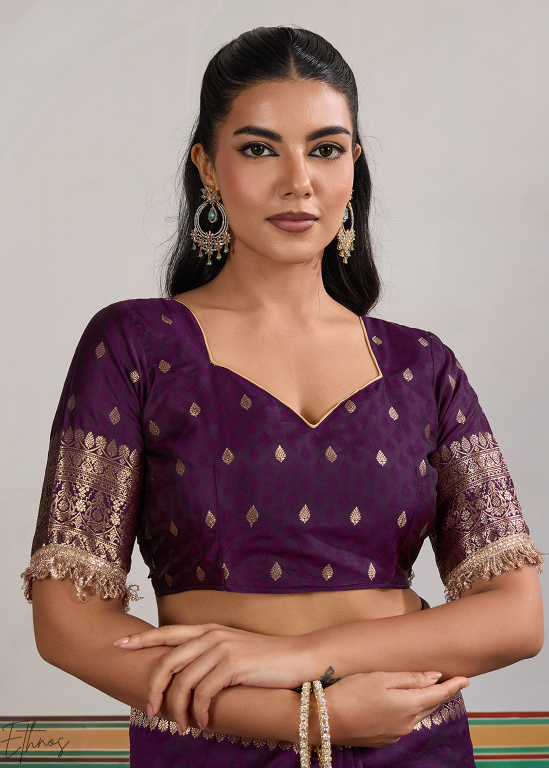 Rich Plum Aurelian Border Silk Saree