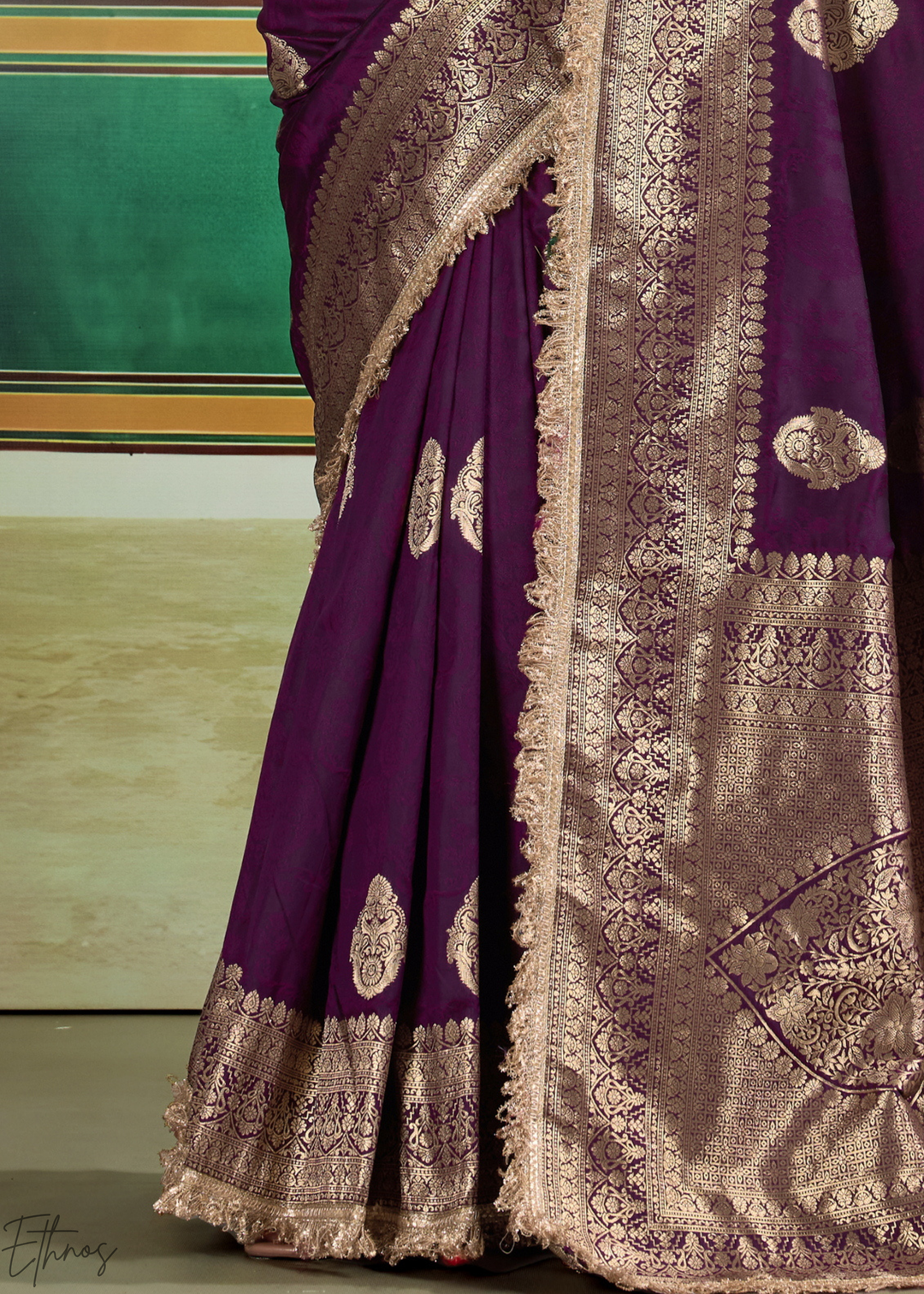 Rich Plum Aurelian Border Silk Saree