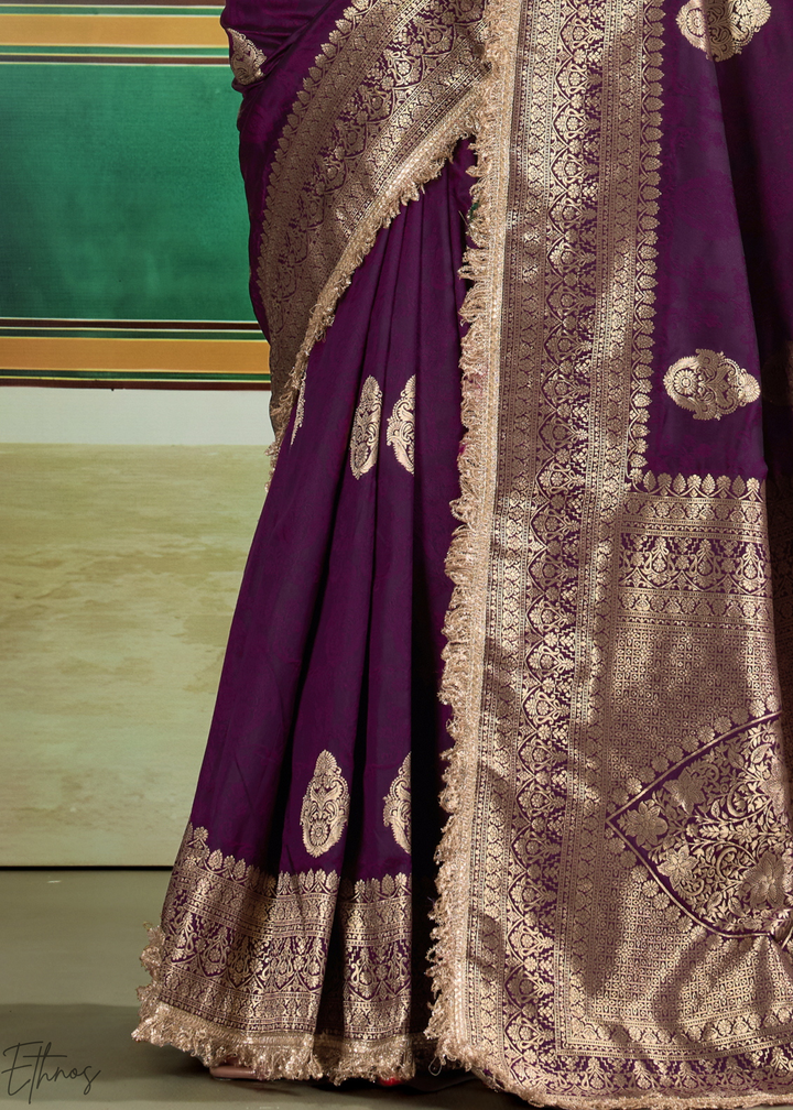 Rich Plum Aurelian Border Silk Saree