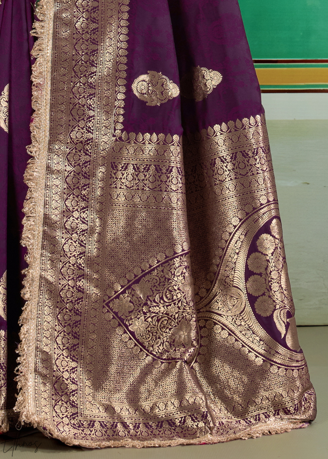 Rich Plum Aurelian Border Silk Saree