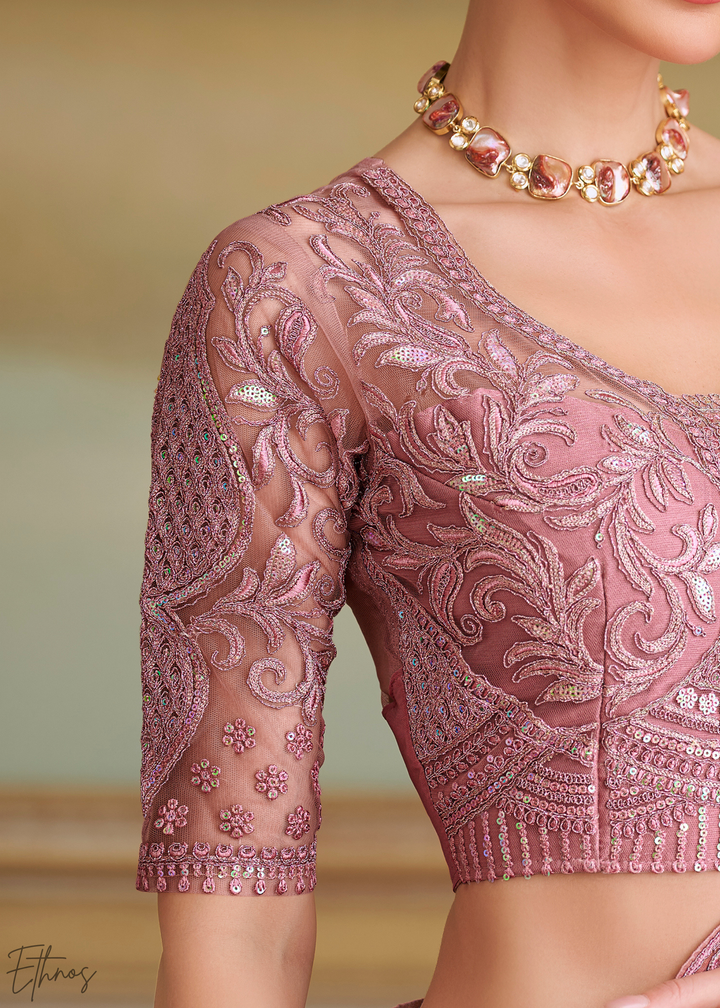 Rose Quartz Sparkle Georgette Saree