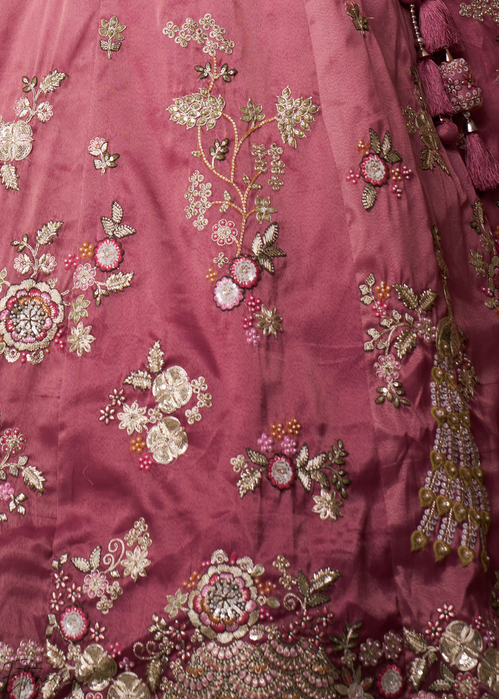 Rose Pink Tissue Silk Lehenga