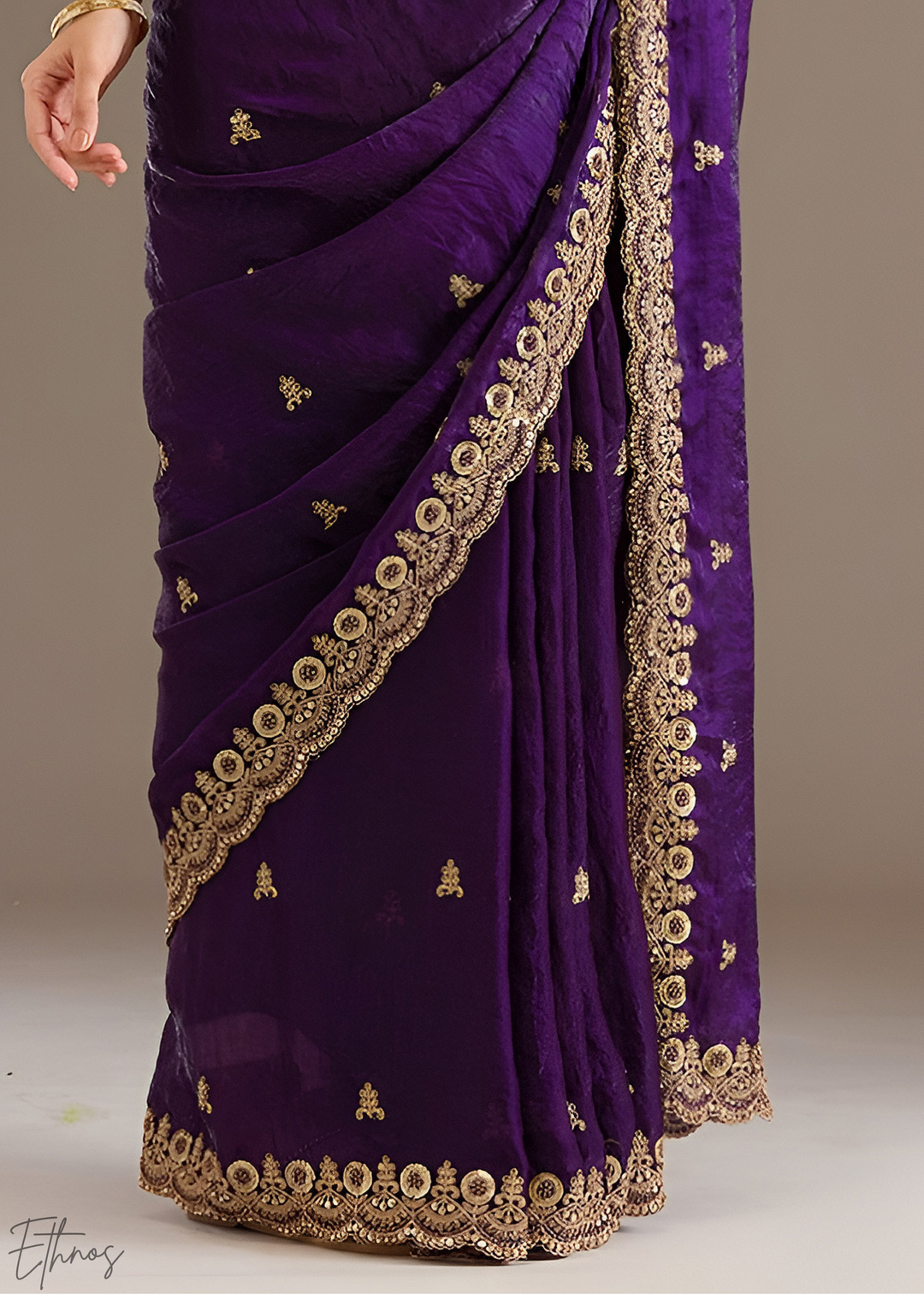 Royal Amethyst Stellar Border Tissue Silk Saree