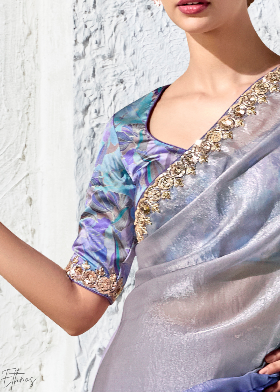 Royal Blue Dual-Tone Ombre Organza Silk Saree