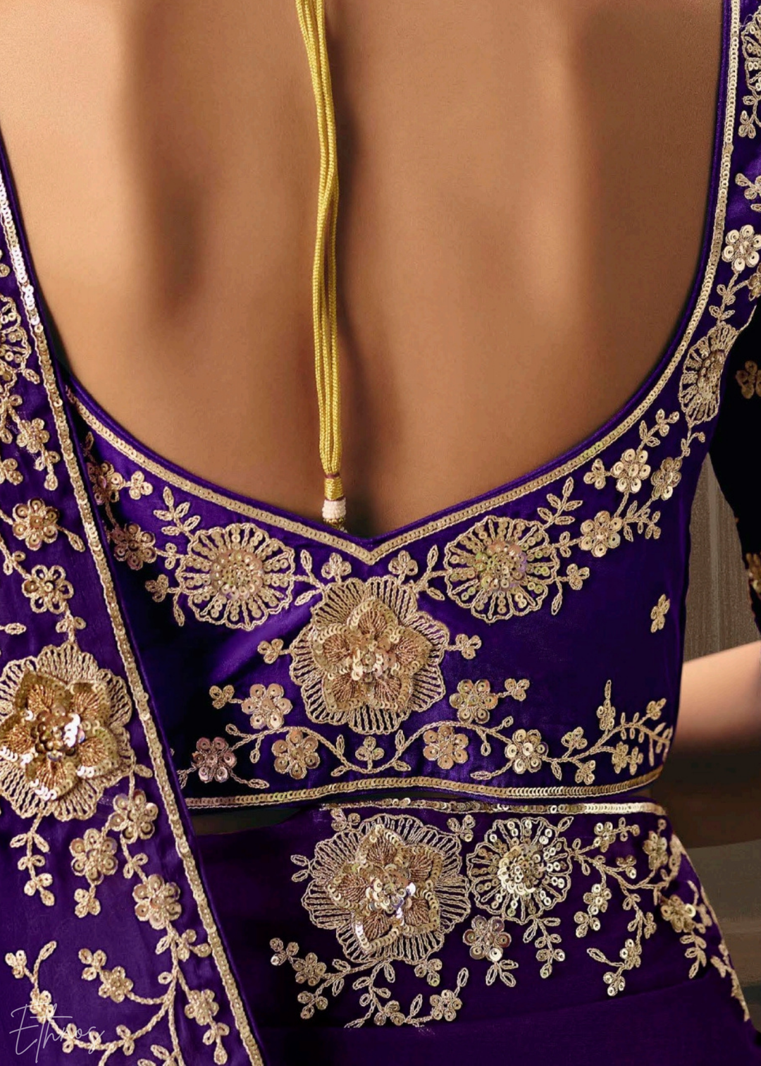 Royal Blue Sequins Organza Saree
