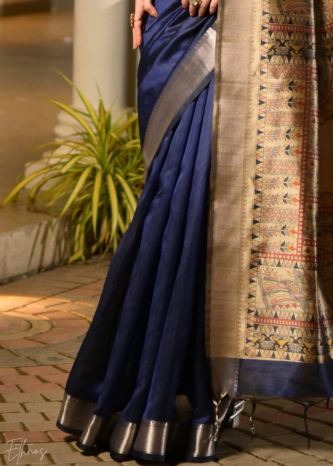 Royal Blue Zari Tussar Silk Saree