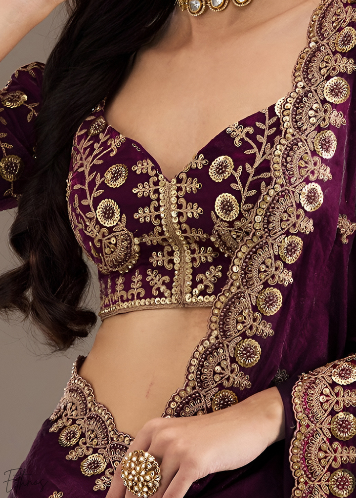 Royal Garnet Stellar Border Tissue Silk Saree