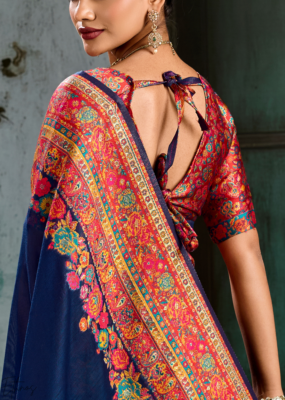 Royal Indigo Kashmiri Kani Pashmina Silk Saree