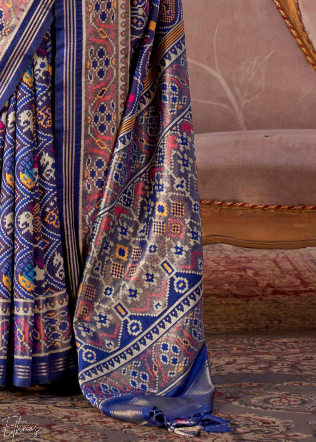 Royal Navy Blue Ashwa Patola Silk Saree