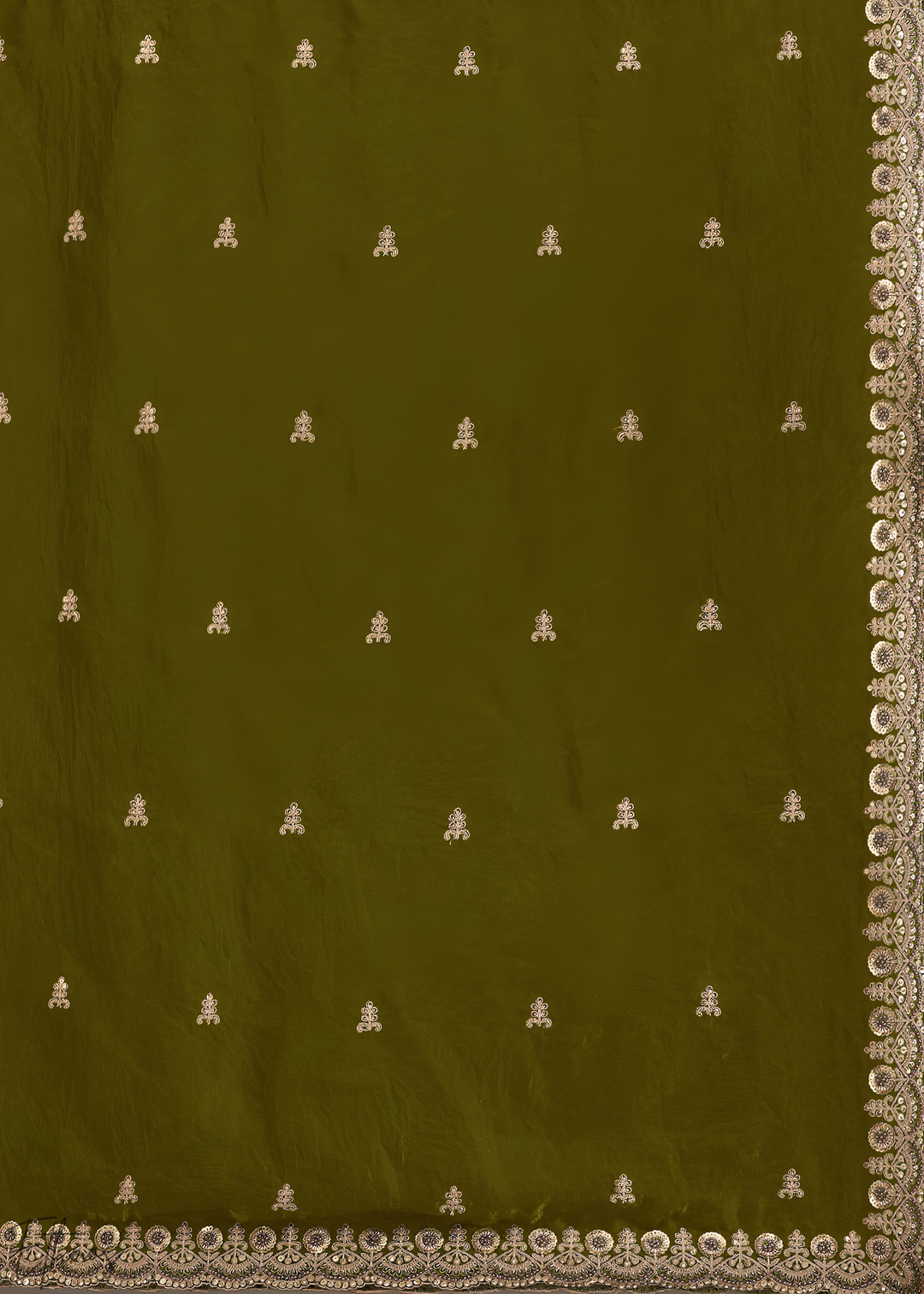 Royal Peridot Stellar Border Tissue Silk Saree