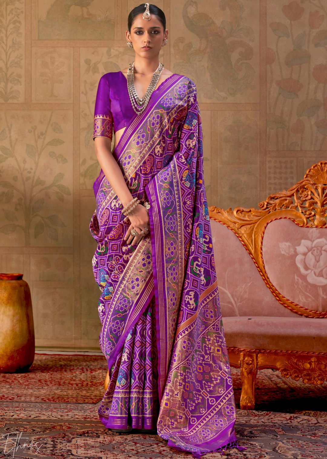 Royal Purple Ashwa Patola Silk Saree