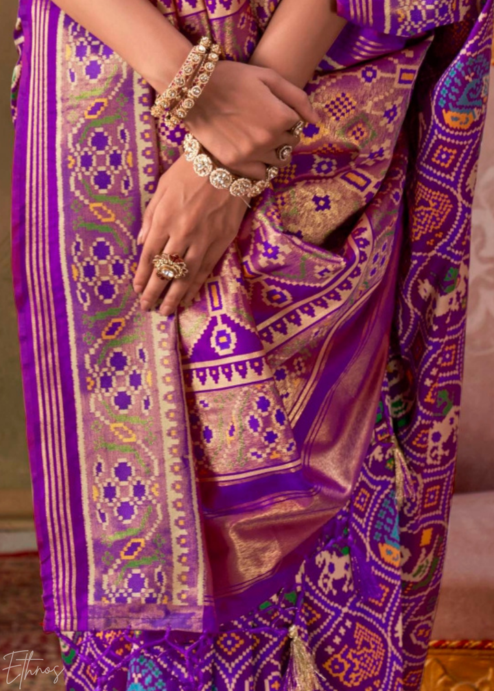 Royal Purple Ashwa Patola Silk Saree