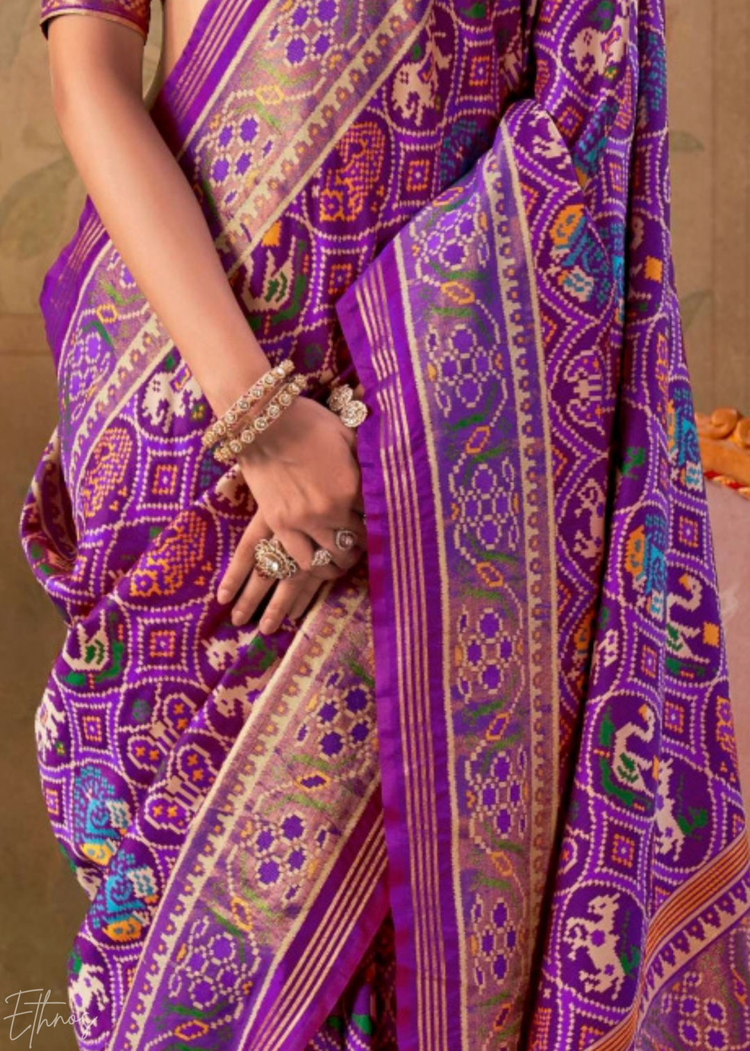 Royal Purple Ashwa Patola Silk Saree