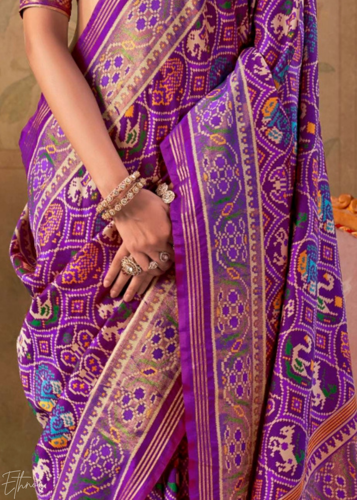 Royal Purple Ashwa Patola Silk Saree