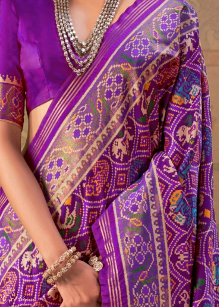 Royal Purple Ashwa Patola Silk Saree