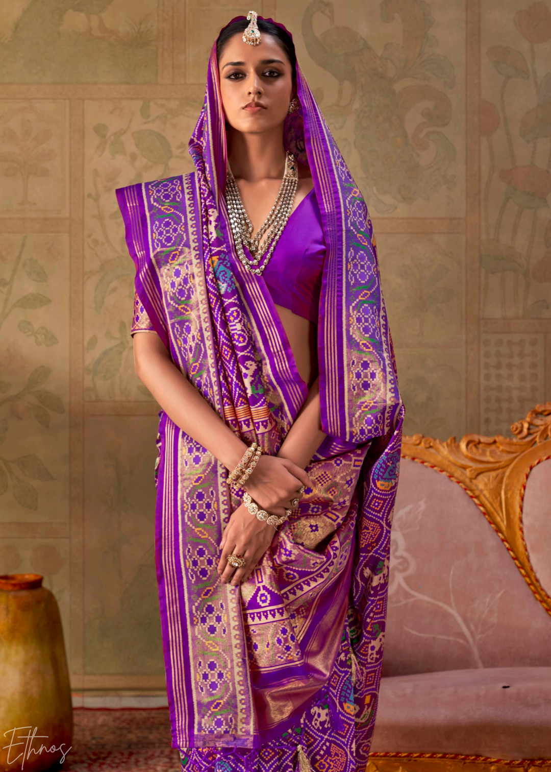 Royal Purple Ashwa Patola Silk Saree