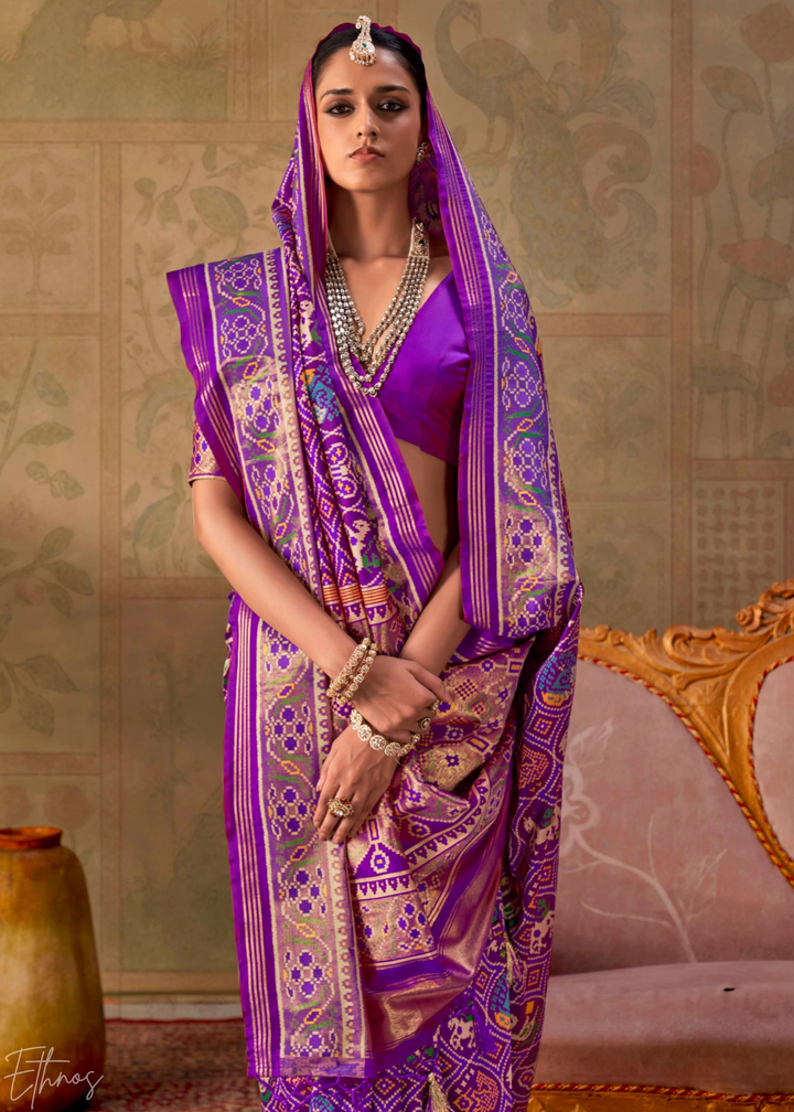 Royal Purple Ashwa Patola Silk Saree