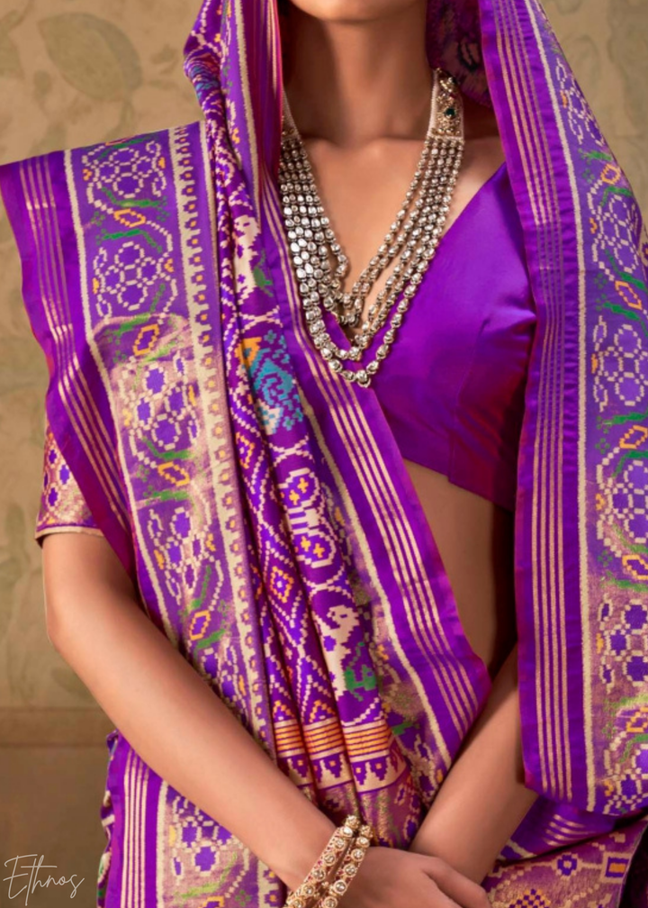 Royal Purple Ashwa Patola Silk Saree
