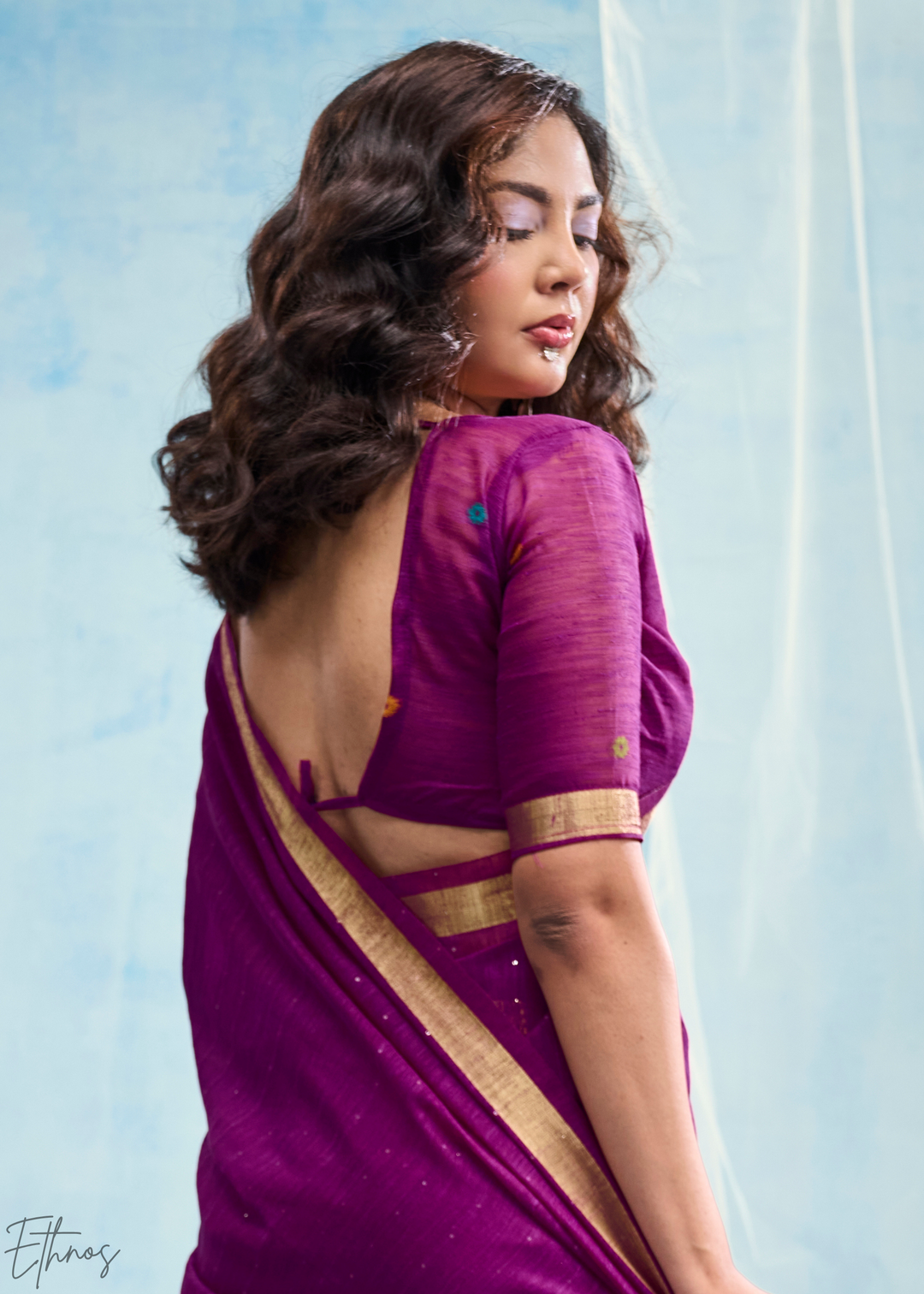 Royal Purple Jardin Woven Munga Silk Saree