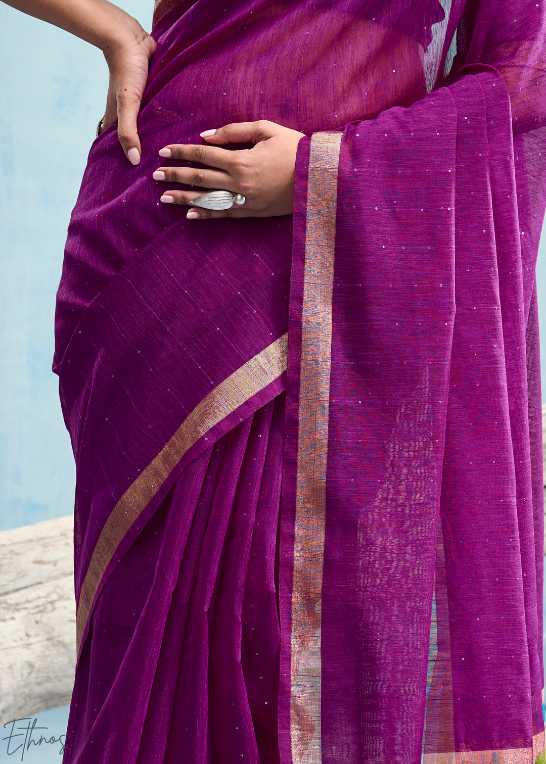 Royal Purple Jardin Woven Munga Silk Saree