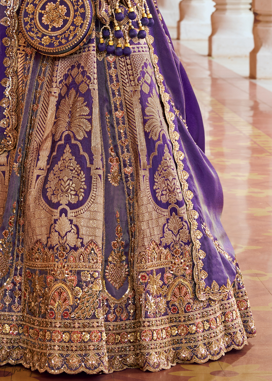 Royal Purple Paisley Weave Banarasi Silk Lehenga Choli