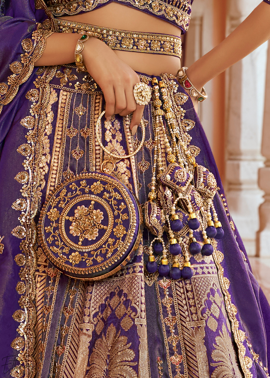 Royal Purple Paisley Weave Banarasi Silk Lehenga Choli