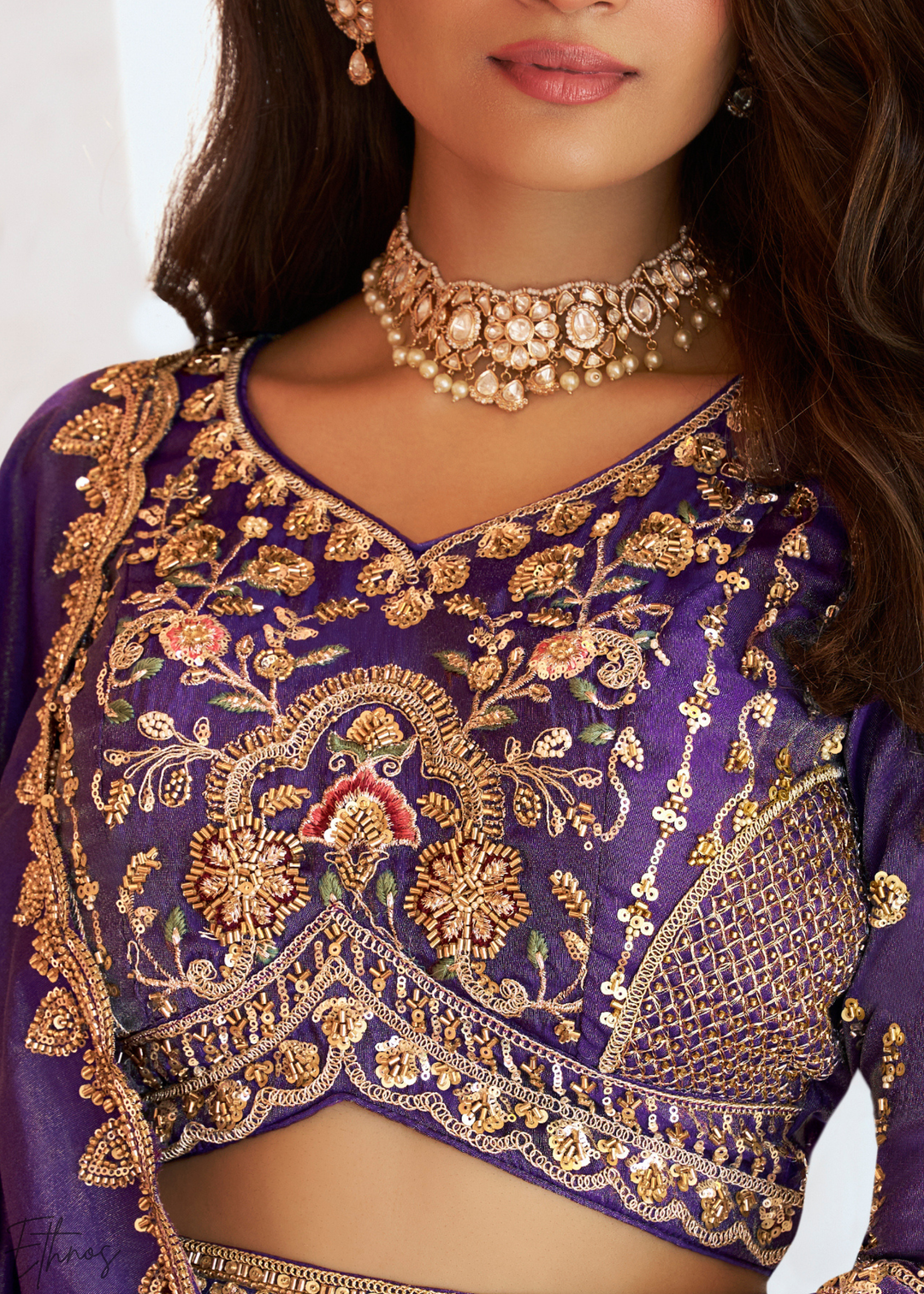 Royal Purple Paisley Weave Banarasi Silk Lehenga Choli