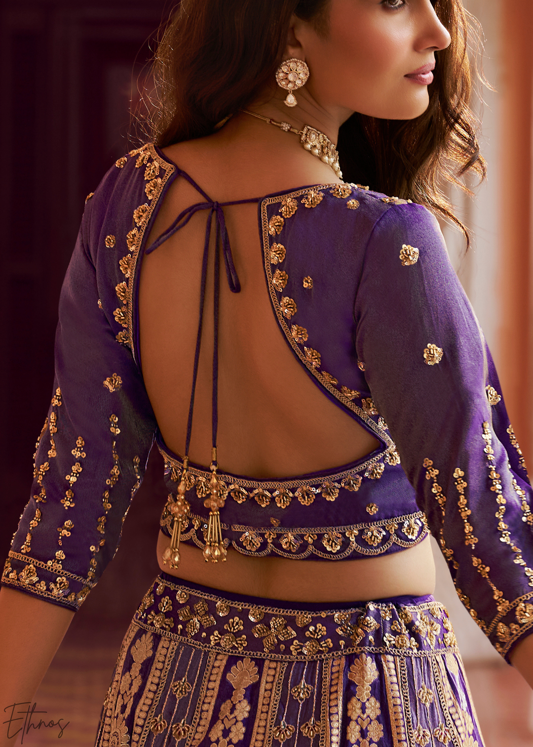 Royal Purple Paisley Weave Banarasi Silk Lehenga Choli