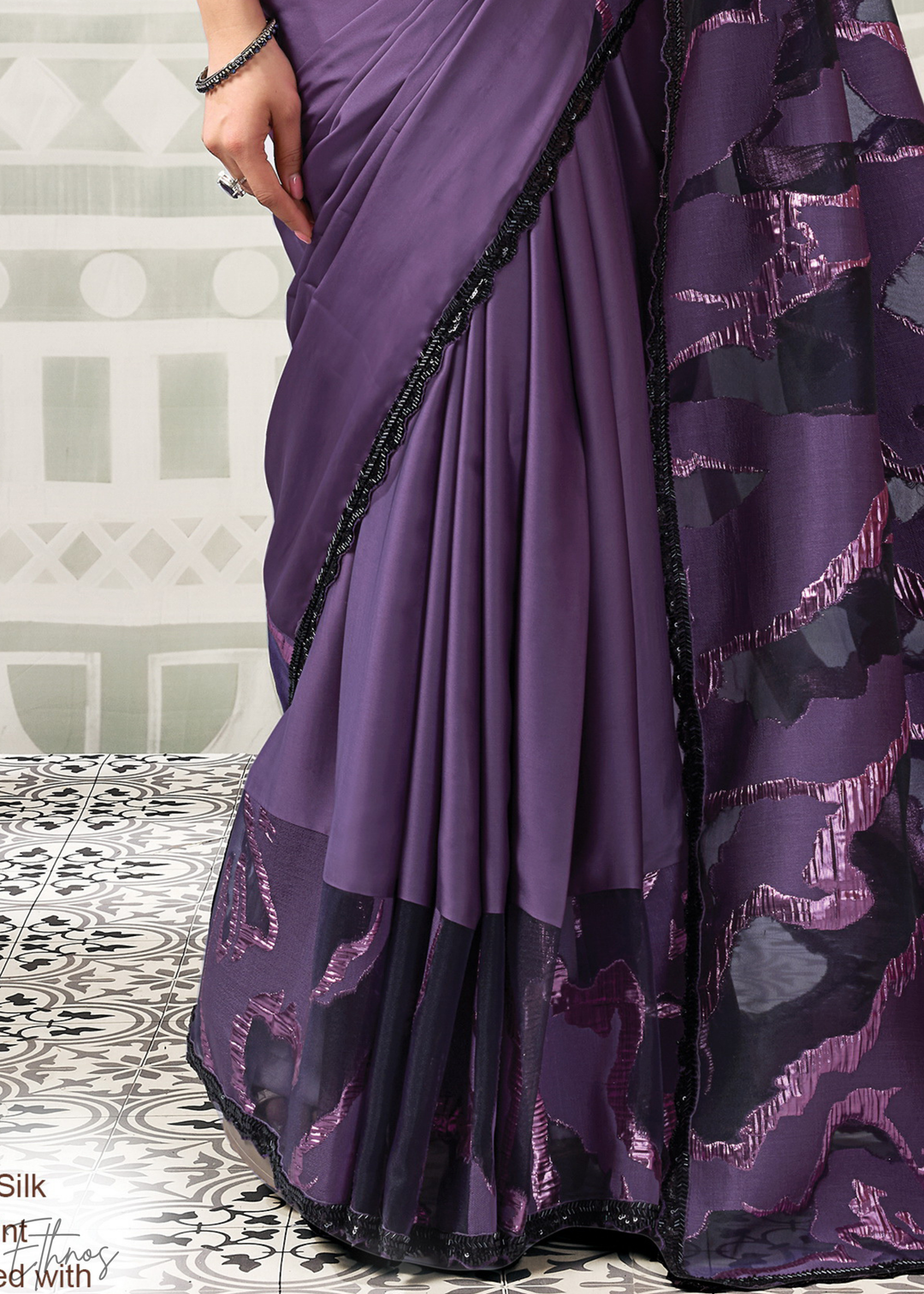 Royal Purple Jacquard Satin Silk Saree