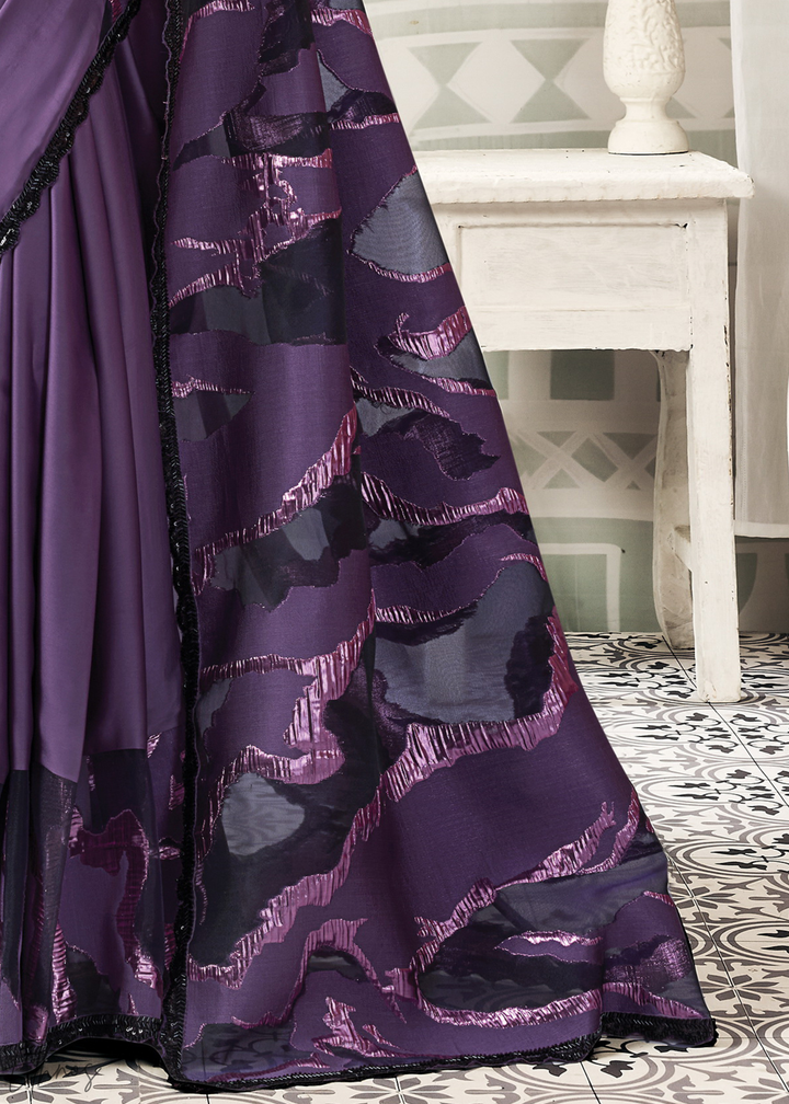 Royal Purple Jacquard Satin Silk Saree
