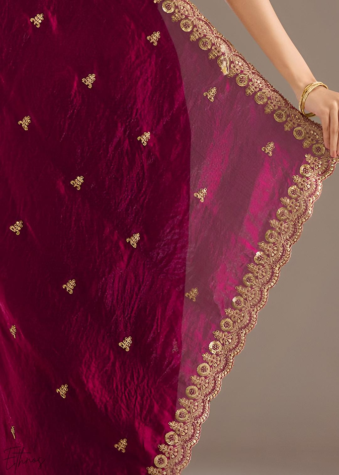 Royal Rubellite Stellar Border Tissue Silk Saree