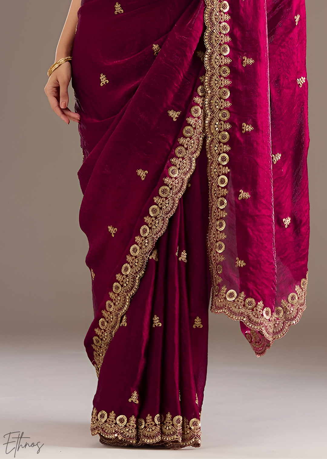 Royal Rubellite Stellar Border Tissue Silk Saree