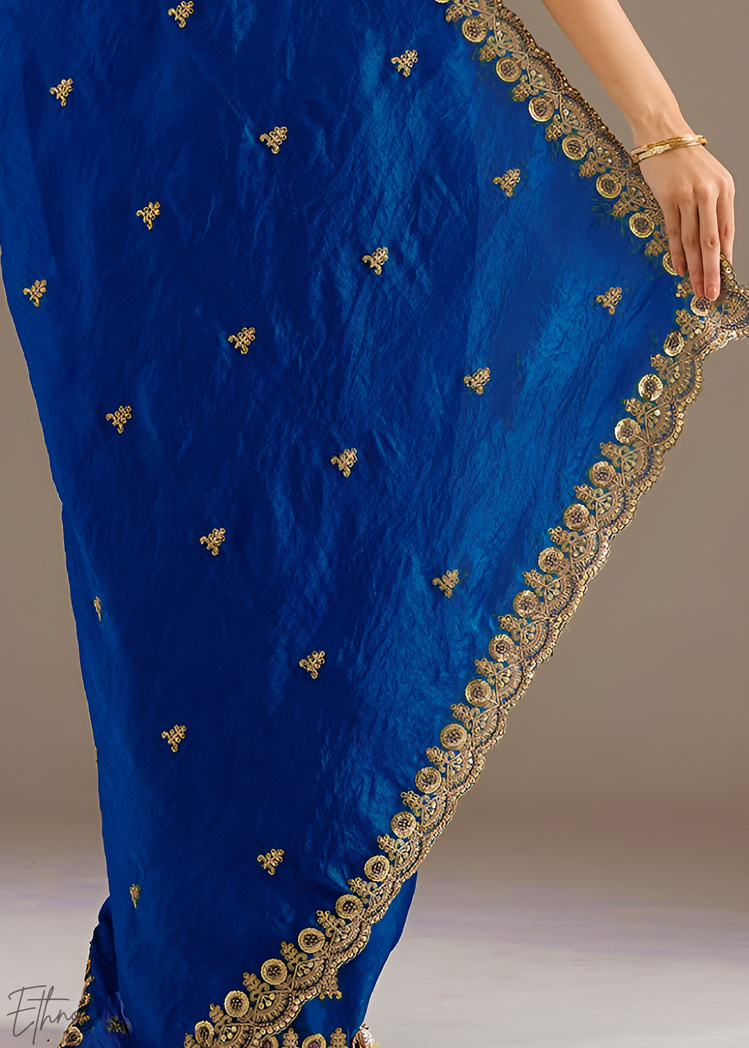 Royal Sapphire Stellar Border Tissue Silk Saree