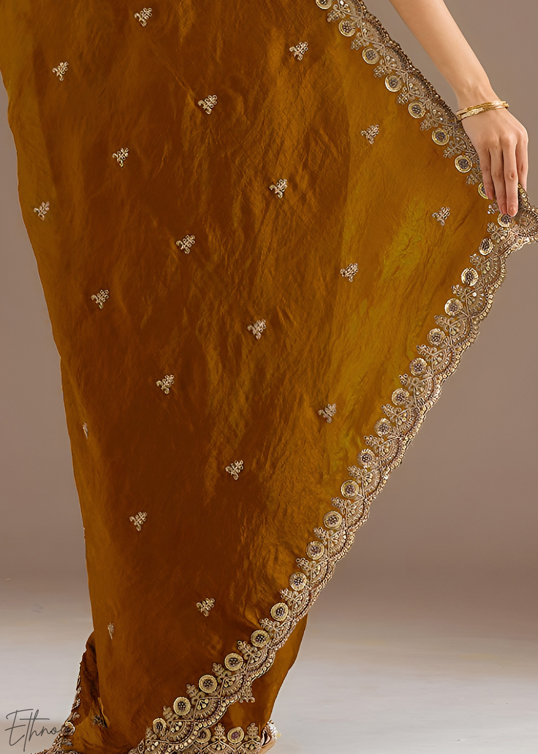 Royal Topaz Stellar Border Tissue Silk Saree
