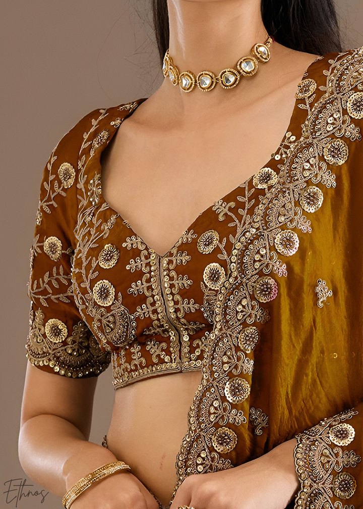 Royal Topaz Stellar Border Tissue Silk Saree