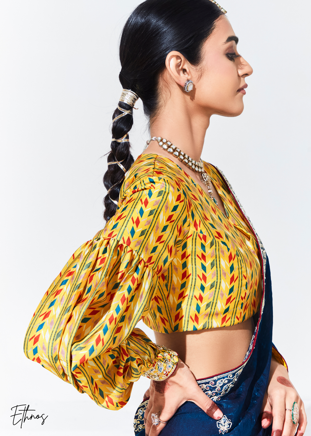 Royal Blue Glass Tissue Organza Saree