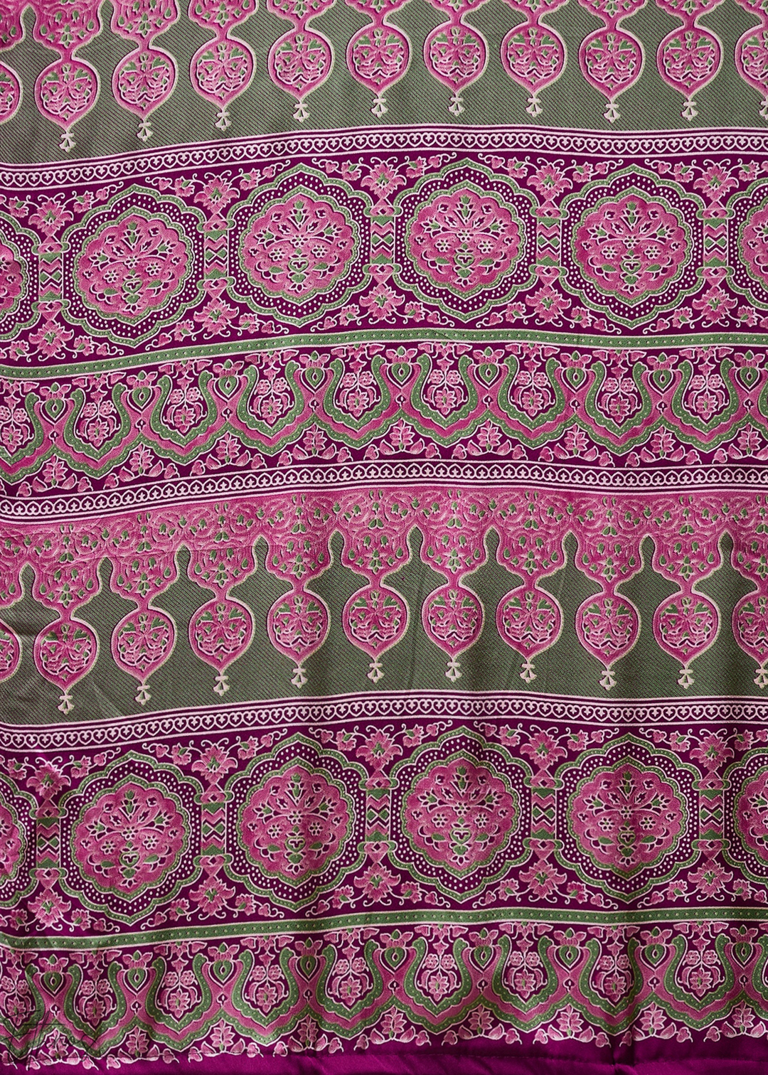 Rubellite Modal Silk Ajrakh Border Saree
